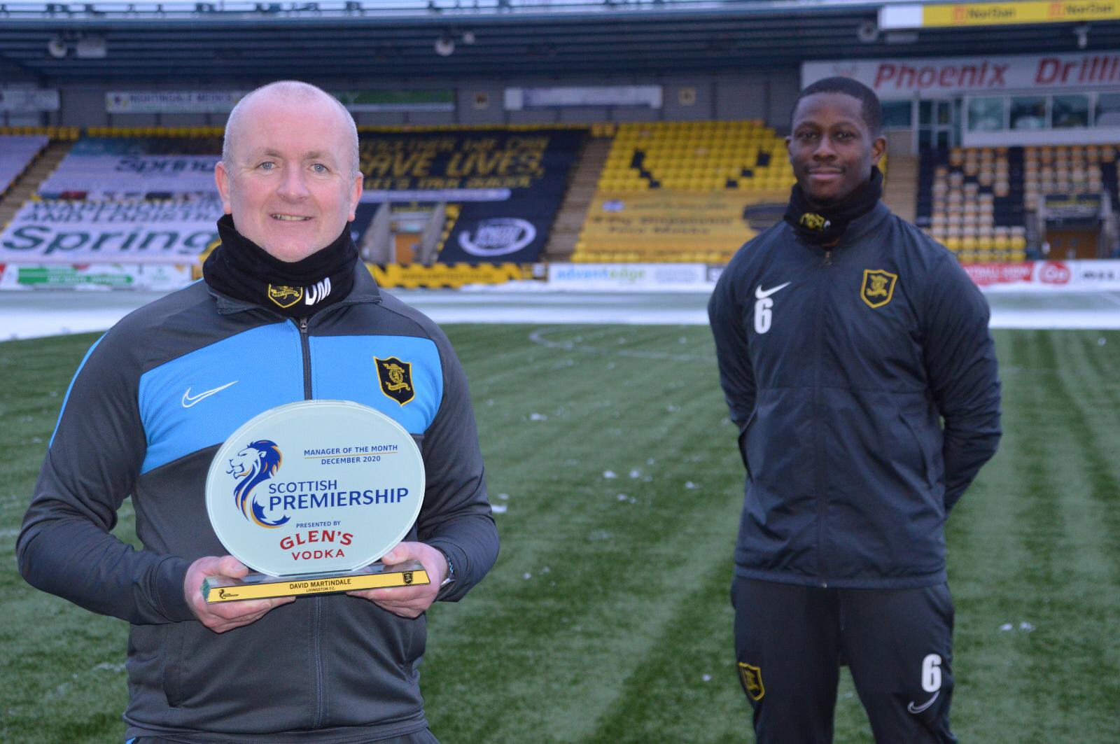 Livingston’s David Martindale named Glen’s Manager of the Month for December - Loch Lomond Group